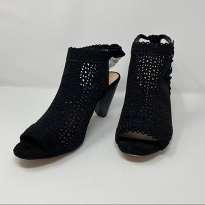 Vince Camuto Enley Laser Cut Suede Peep Toe Heels